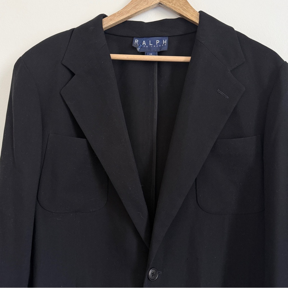Ralph Lauren Silk Classic Black Blazer Size 12 Women’s Business Casual Luxury - Picture 5 of 10